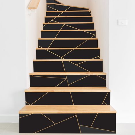 Stickers contremarches escalier - Motif géométrique - 120 cm x 180 cm - Adhésif BRILLANT