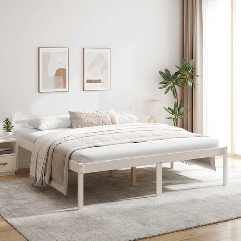 Lit pour personne âgée avec tête de lit, bois massif blanc, 180 x 200 cm, sans matelas - PANGIVO (1/5)