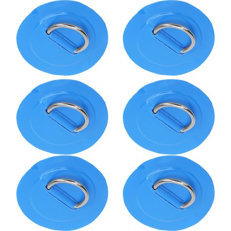 6 Anneaux D Fixation Inox pour Bateau Gonflable - Patch PVC Marine Résistant (Bleu) (1/5)