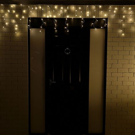 25m 1000 Warm White LED Frosted Icicle Indoor Outdoor Christmas Lights with Timer (1/5)