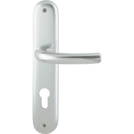 Poignée de porte sur plaque PZ 88, épaisseur de porte 37-42, VK 8/8,5, argent anodisé. (1/4)