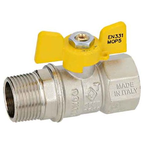 ROBINET À BOULE GAZ MâLE-FEMELLE PAPILLON 3/4"