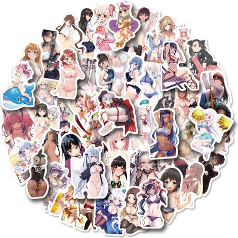 50 wasserfeste Anime-Mädchen-Aufkleber für Laptop, Handy, Wasserflasche, Kopfhörer, Skateboard, Auto, Koffer – 50er-Packung (1/5)