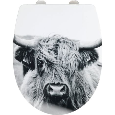 WENKO Sedile WC Yak con superficie lucida, realizzato in termoplastico resistente alla rottura, multicolore, termoplastico multicolore, acciaio inossidabile opaco argento, acciaio inossidabile opaco a (1/5)