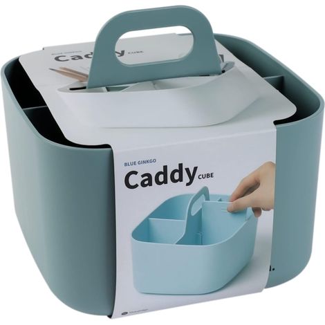 1 - Organisateur Empilable - Caddy De Rangement - Avec Séparation Amovible Et Poignée - Pour Salle De Bain Bureau Ou Loisirs Créatifs - Vert - 16,5x16,5x15cm