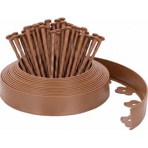 Velway Borde Jardín Plástico Flexible Marrón 10 m x 5 cm (1/5)