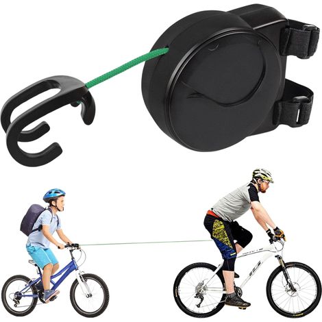 Corda da traino per bicicletta da 2,5 m per trainare bambini, corda da traino autoavvolgente per bicicletta (1/5)