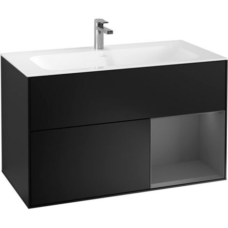 V&B Waschtischunterschrank Finion Reg re Anthrac. matt, Black matt lacquer (1/2)