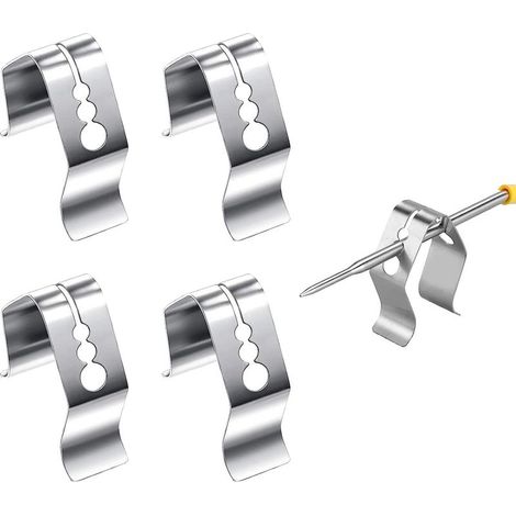 4pcs BBQ Temperature Clip Stainless Steel Thermometer Clip Grill Thermometer Probe Holder for Mounting Temperature Sensors (1/5)