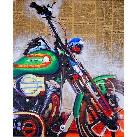 Wandbild Motorrad, 100% handgemaltes Ölgemälde Gemälde XL, 80x100cm