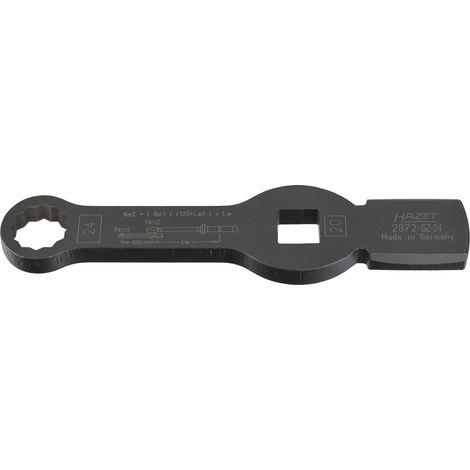 Hazet Schlag-Ringschlüssel, mit 2 Schlagflächen 2872SZ-24, 3/4 (20 mm) Vierkant hohl, Außen Doppelsechskant Profil, SW 24 mm
