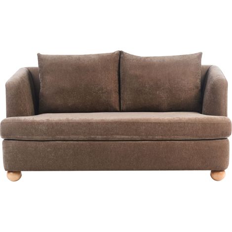 Sofa 2-Sitzer RATTVIK Chenillegewebe Braun