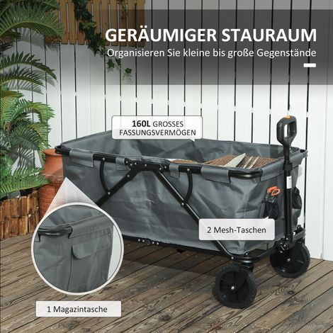 Chariot de jardin escamotable, charge max 120 kg, avec housse amovible, 160 L, gris anthracite (1/4)