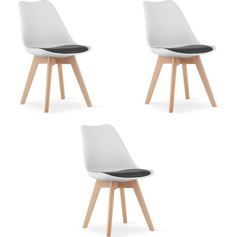Chaise Mark noire et blanche / pieds naturels x 3 (1/5)