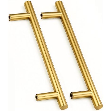 Lot de 2 Poignées Dorées en Acier Inoxydable - Poignée de Tiroir et Placard Cuisine, Entraxe 192mm (1/5)