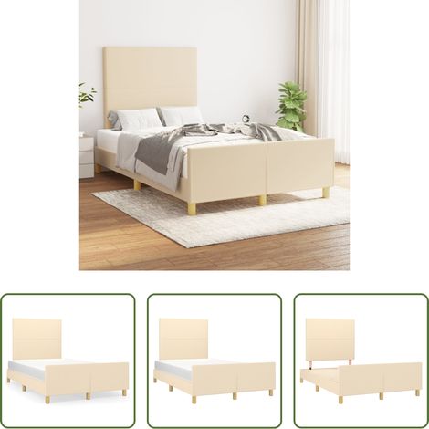 Kopfteil - Bettgestell ohne Matratze Creme 120x200 cm Stoff (1/5)
