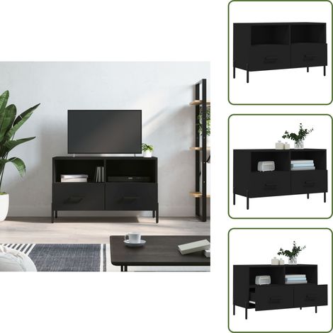 TV-Schrank Schwarz 80x36x50 cm Holzwerkstoff - TV Schrank - Fernsehtisch - Holzwerkstoff - Schwarz - Wohnzimmermöbel (1/5)