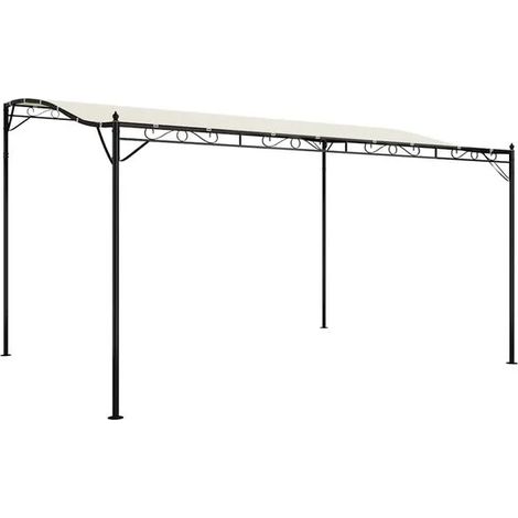 Store beige, 4 x 3 mètres, toile 180 g/m², structure en acier.