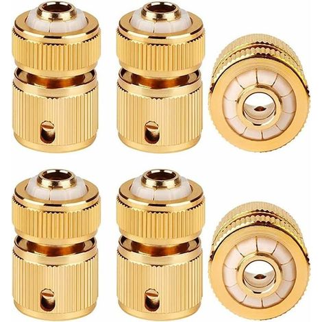Raccord Tuyau d\\\'arrosage Laiton Raccord Rapide 1/2" Connecteur Tuyau Eau Dispositif de Passage de l\\\'eau Guazhuni (6 Pièce ) (1/5)