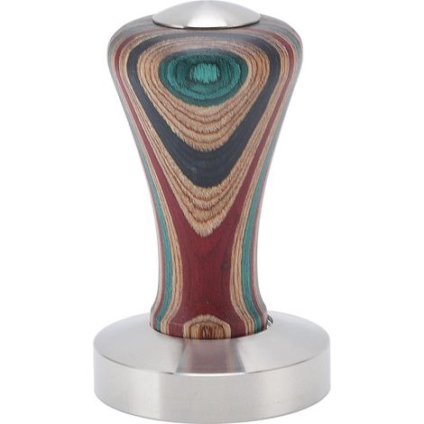 Tampone Café - Base Acier Inoxydable 304 Plate - Poignée Bois Coloré Ergonomique - Diamètre 51 mm - 1 Pièce