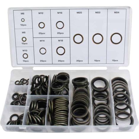 Rondelle 150 pz guarnizioni metallo gommato tappi tappo olio motore 10 misure 081sa