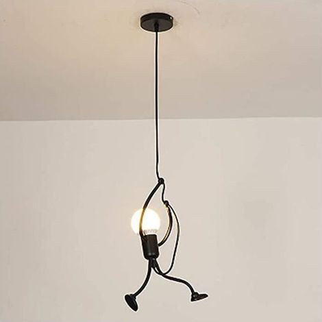 Lustre en fer forgé support de lampe Swing Tête simple parfait dans la chambre à coucher, le salon (Sans ampoule) (1/3)