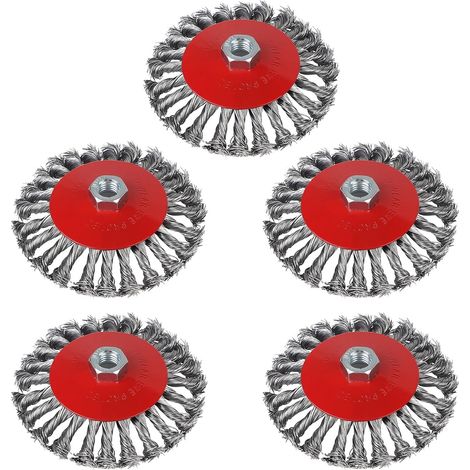 5 x Metal Brushes for Grinder Diameter 125 mm Metal Angle Grinder M14 Metal Brush for Drill Disc Conical Brush for Grinder Brush Discler for Unwinding Polishing (1/5)