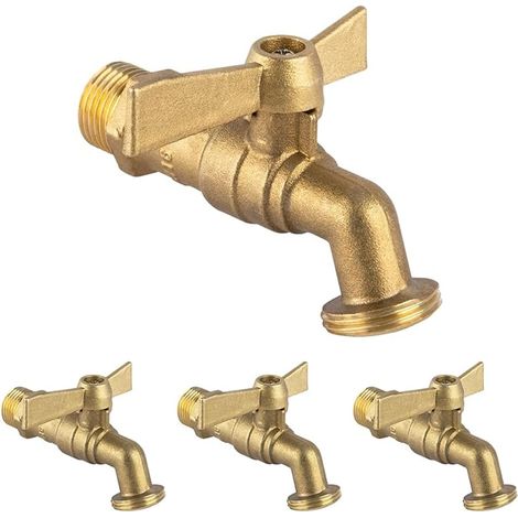 Boutté 2180330 R15P Robinet de jardin laiton 1/4 tour manette papillon 15 x 21 Nez 20 x 27 (Lot de 4)