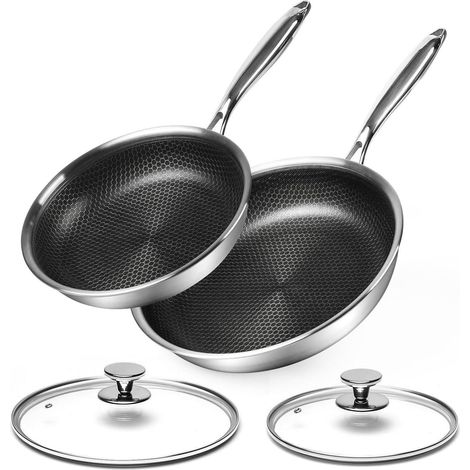 24/28cm Bratpfannen-Set Edelstahl Antihaft Deckel Induktion & Backofenfest (1/5)