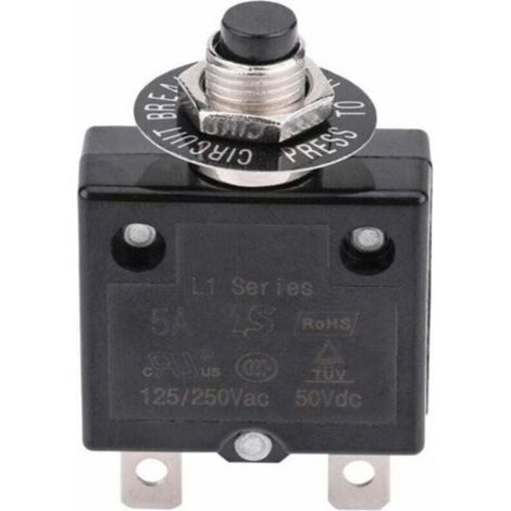 Disjoncteur 20A Interrupteur thermique de réinitialisation en option, 125-250V AC 50V DC Disjoncteur à bouton-poussoir de protection contre les surcharges de courant (1/5)