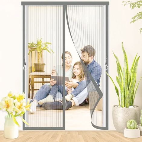 Magnetisches Moskitonetz für Tür und Fenster, 140 x 210 cm, schwarz, mückensicher, mit widerstandsfähigem Netzgewebe und automatischem Verschluss. (1/5)
