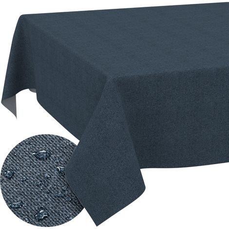Nappe enduite Bleu foncé Aspect Lin 140x100 cm rectangulaire (1/5)