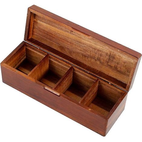 Élégant organiseur de sachets de thé en bois avec couvercle, boîte de rangement polyvalente pour sachets de thé et de sucre (1/5)