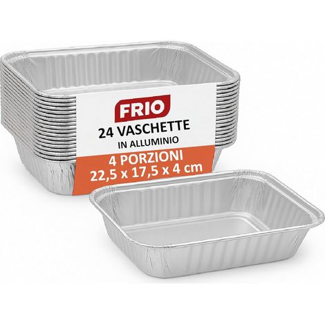 Barquette Aluminium - Lot de 24 - Rectangulaire 4 Portions - Four et Congélateur - Camping Pique-nique Traiteur - 17,5x22,5x5,5 cm (1/3)