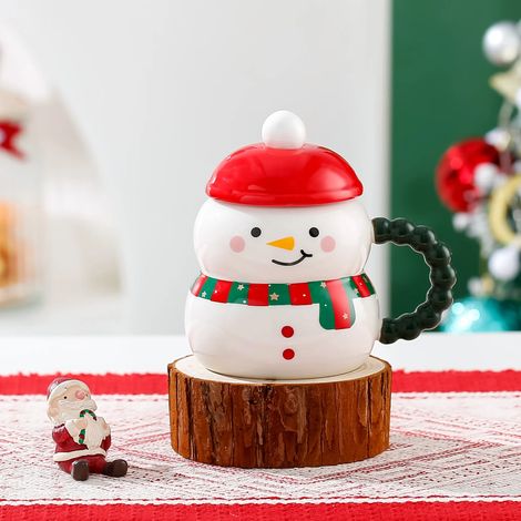 Mug en céramique représentant le Père Noël et un bonhomme de neige, cadeau de Noël, mug pour couple, décoration intérieure