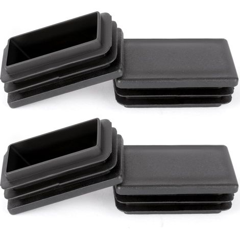 Bouchons Pieds de Meuble Rectangulaires - Lot de 4 - Plastique PE Noir - Protection Sol et Anti-bruit - Pour Chaises Tables Canapés - 60x40 mm (1/5)