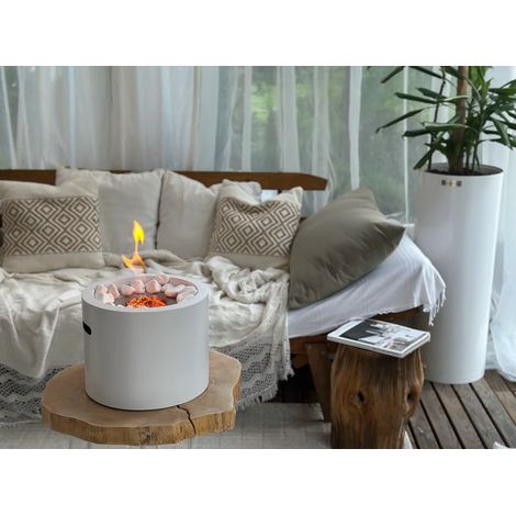 Freistehender Bioethanol-Kamin Moon Mini Weiß matt