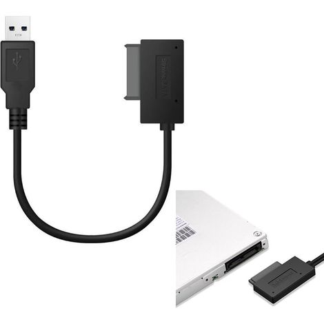 USB-zu-SATA-Adapterkabel (7+6-polig), externer USB-2.0-Konverter für tragbare CD/DVD/DVD-ROM-Laufwerke, inklusive Befestigungsschrauben, Plug & Play (1/5)