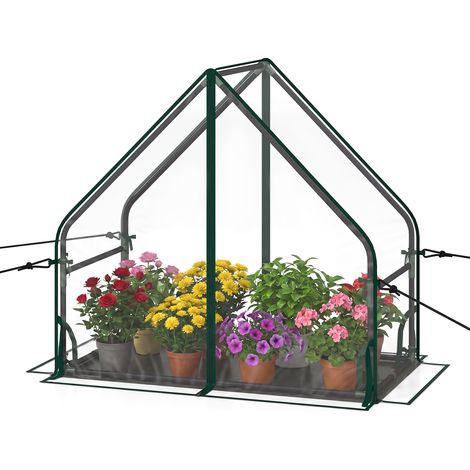 Mini Serre de Jardin Portable avec Tapis de Fond, 92x50x85cm Tente de Culture Transparente en Cabane avec Bâche Imperméable Anti-Vent (1/5)