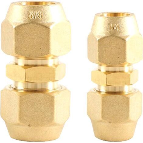 BUNTHAUS Doppio Nipplo, 2 pezzi Raccordo per tubo in rame da 1/4" e 3/8", Set di connettori di prolunga, Doppio connettore intermedio, per tubo di prolunga dell'aria condizionata, tubo flessibile dell (1/5)