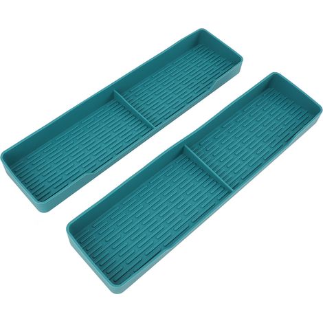 Lot de 2 étagères de cuisson magnétiques en silicone, anti-fuites et antidérapantes, pour four, avec porte-épices et accessoires de cuisine, vert foncé. (1/5)