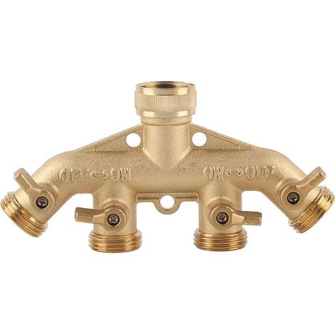 Adattatore divisore per tubo in ottone a 4 vie per valvola a sfera, connettore per rubinetto dell'acqua (1/5)