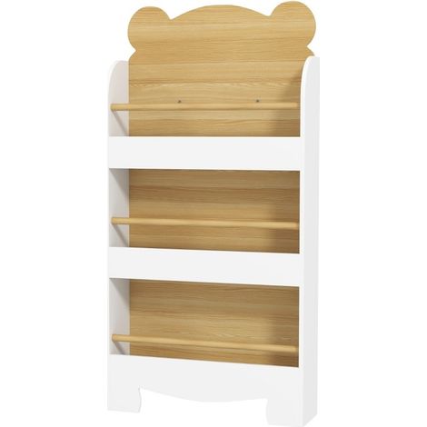Bibliothèque enfant 3 niveaux gain de place, étagère à livres étroite en bois, sécurisée avec anti-basculement, pour chambre et salle de jeux CHICFURN (1/5)