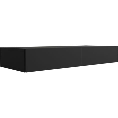 Coiffeuse suspendue avec deux tiroirs, façade lisse - Couleur : noir, 100 x 40 x 16 cm (1/5)