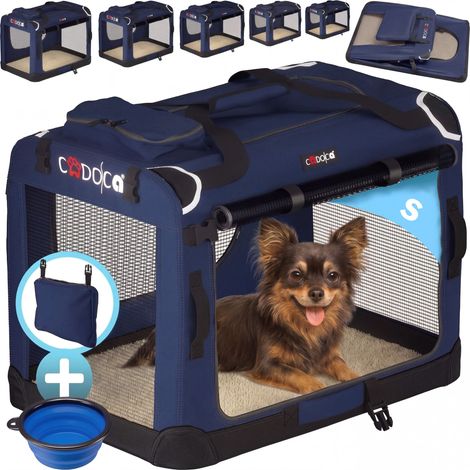 CADOCA® Hundetransportbox faltbar Katzentransportbox Transportbox Autobox Hundebox Box versch. Größen Farbwahl  S - Navy Blau