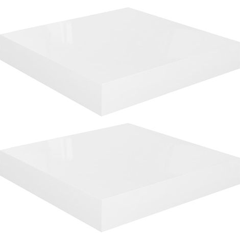 Étagère murale flottante 2 pcs Blanc brillant 23x23,5x3,8 MDF (1/5)