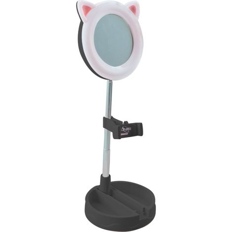 Espejo iluminado para Smartphone con Anillo de Luz LED Multiusos  Color: Negro