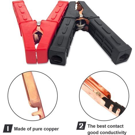 JatilEr Pince Crocodile pour Voiture, Pince Crocodile pour Batterie, Pince Crocodile avec Gaine Isolante pour Câble de Chargement de Voiture (1/4)