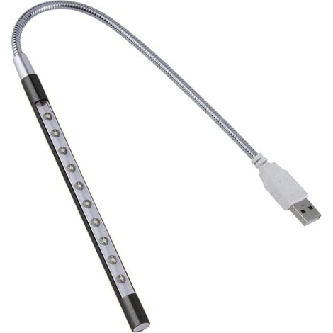 1 Lampe USB LED, col de cygne flexible, variateur tactile, 10 LED, pour clavier ordinateur portable (1/5)