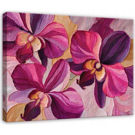 Leinwandbild Blumen Abstrakt Art Deco, elegante Wanddeko für Schlafzimmer und Wohnzimmer, hochauflösender Druck, 40 x 30 cm